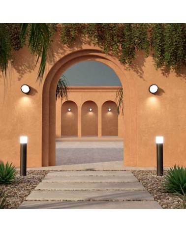 Aplique pared de exterior circular 16,9cm LED 15W policarbonato IP65 CCT Switch 2700K/3200K/4000K