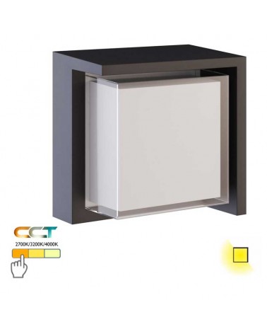 Square outdoor wall light 16cm LED 15W polycarbonate IP65 CCT Switch 2700K/3200K/4000K