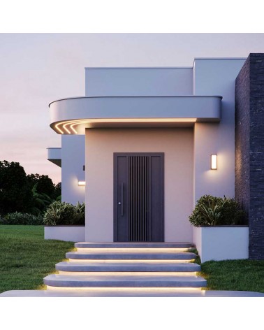 Rectangular outdoor wall light 32cm LED 24W polycarbonate IP65 CCT Switch 2700K/3200K/4000K