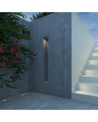 Floor and wall recessed 2W LED  with 1 central light IP67 stainless steel. warm light 3000K up to 2000Kg