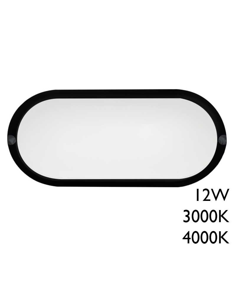 Bañador pared 17,8cm de policarbonato negro LED 12W IP65 apto para exteriores