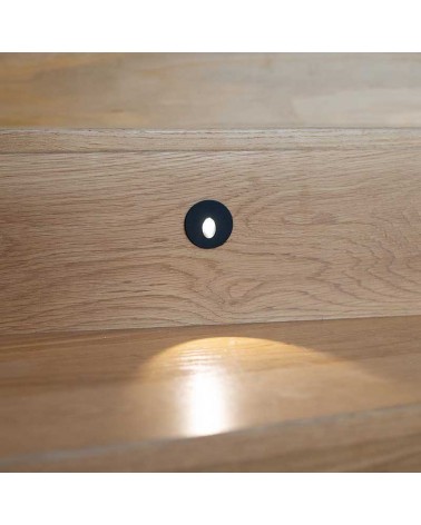 Empotrable de pared redondo LED 2W aluminio acabado negro IP54