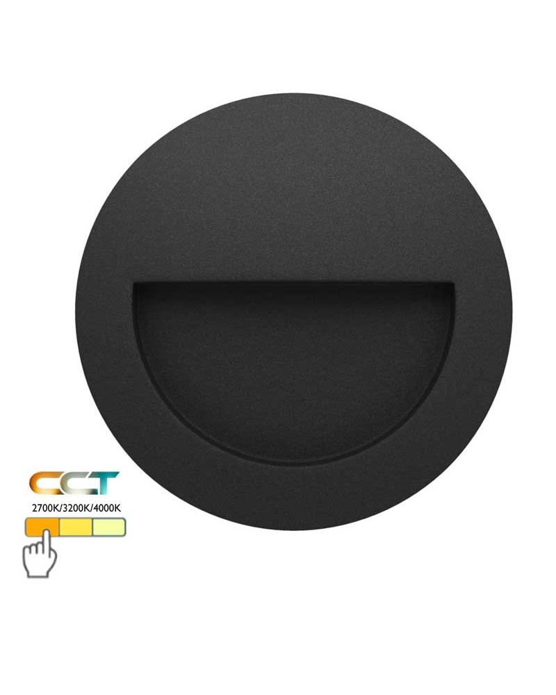 Aplique señalizador empotrable 11cm de policarbonato LED 3W IP65 CCT Switch 2700K/3200K/4000K