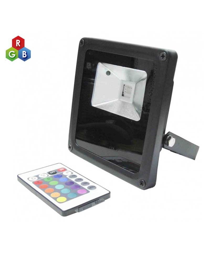 Proyector de exteriores LED 10W RGB IP65 con mando a distancia