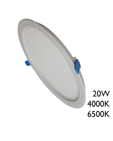 Downlight redondo marco blanco LED 50.000h empotrable 20W de 22,5cm diver extraíble