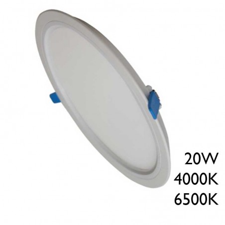 Round downlight white frame LED 50.0000h recessed 20W 22.5cm removable driver