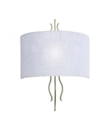 Wall light 43cm metal and fabric with white and brass finish E27