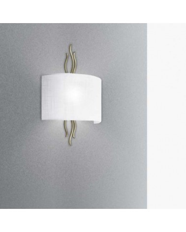 Wall light 43cm metal and fabric with white and brass finish E27