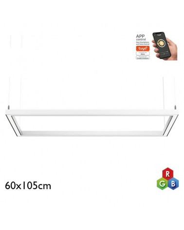 Lámpara de techo rectangular de 60x105cm LED 94W de aluminio RGB-W driver Tuya