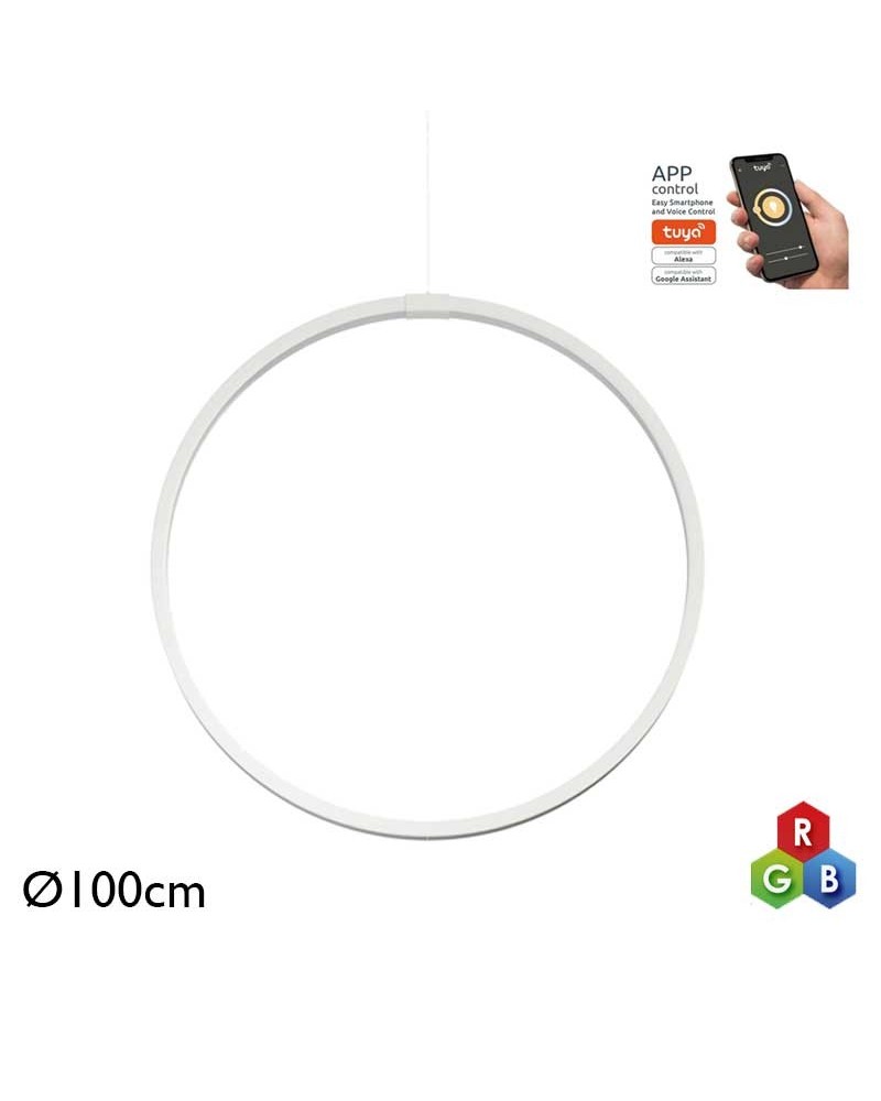 Ceiling lamp LED 63W100cm aluminum RGB-W Tuya driver