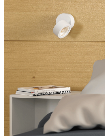 Cylinder or wall and ceiling spotlight 10cm white LED 14W Aluminum tilting 90º CCT Switch 2700K/3000K/4000K