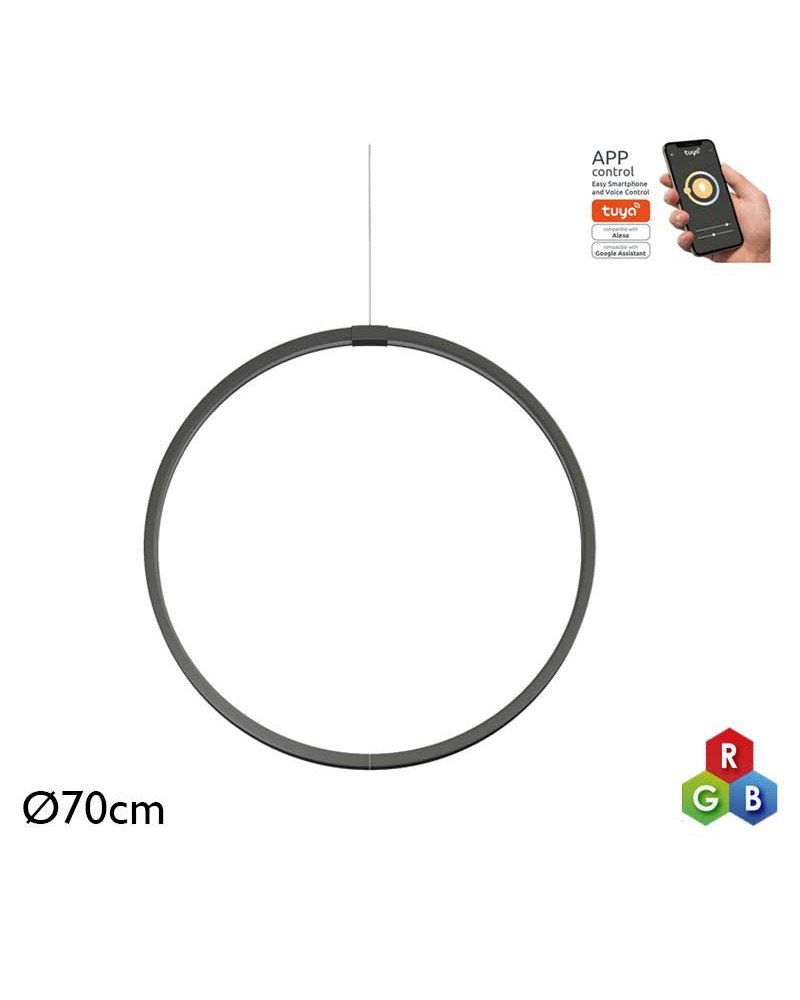 Lámpara de techo de 70cm LED 44W de aluminio RGB-W driver Tuya