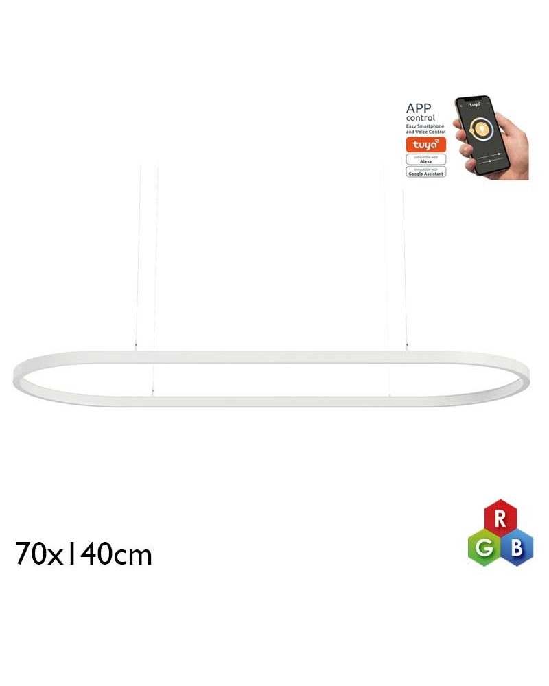 Lámpara de techo de 70x140cm LED 81W de aluminio RGB-W driver Tuya