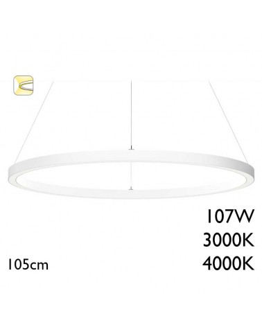 Lámpara de techo de 105cm de diámetro LED 107W de aluminio acabado blanco driver On/Off