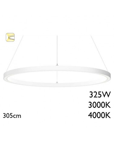 Lámpara de techo de 305cm de diámetro LED 325W de aluminio acabado blanco driver On/Off