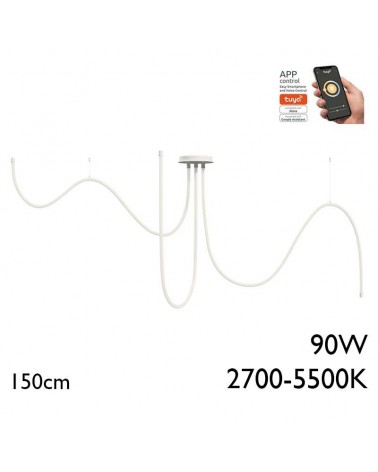 Lámpara de techo de 3x150cm LED 90W de aluminio y silicona IP40 Graduable 2700K-5500K driver Tuya