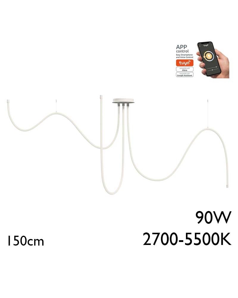 Lámpara de techo de 3x150cm LED 90W de aluminio y silicona IP40 Graduable 2700K-5500K driver Tuya