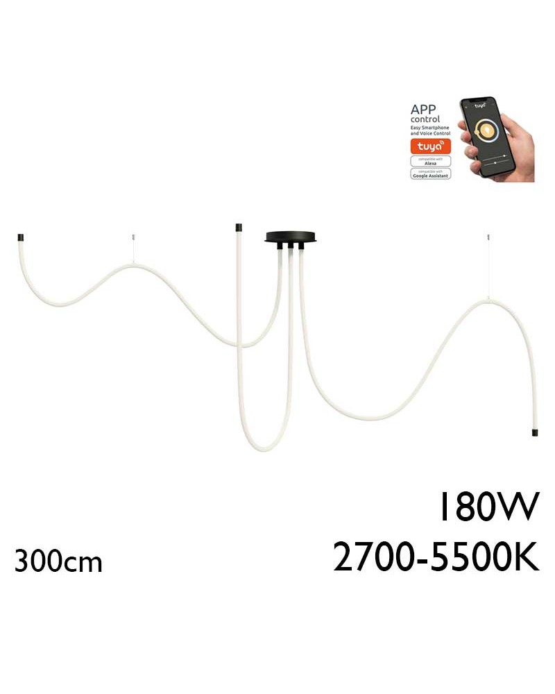 Lámpara de techo de 3x300cm LED 90W de aluminio y silicona IP40 Graduable 2700K-5500K driver Tuya