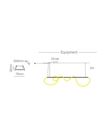 Lámpara de techo de 250x500cm LED 100W de aluminio y silicona acabado negro IP40 Graduable 2700K-5500K driver Tuya
