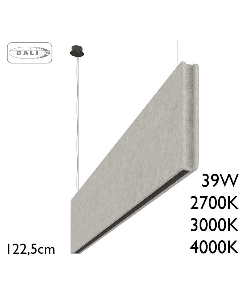 Lámpara de techo de 122,5cm LED 39W de aluminio y PET reciclado varios acabados IP40 driver Dali