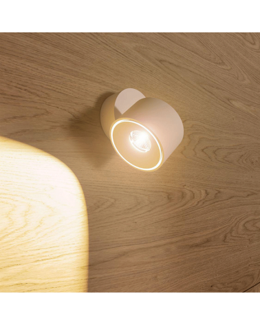 Cylinder or wall and ceiling spotlight 10cm white LED 14W Aluminum tilting 90º CCT Switch 2700K/3000K/4000K