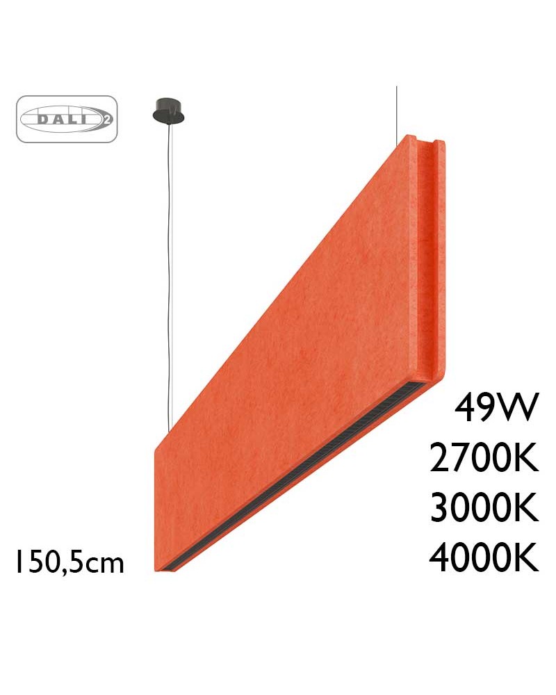 Lámpara de techo de 150,5cm LED 49W de aluminio y PET reciclado varios acabados IP40 driver Dali