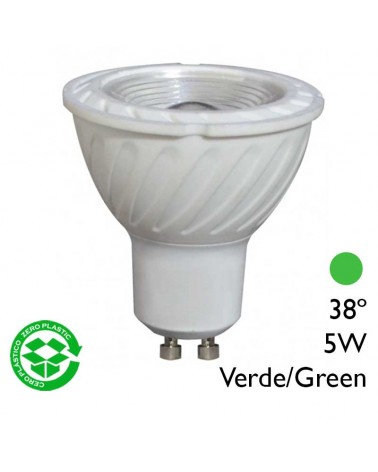 Dicroica LED 5W Verde 38º GU10 500Lm 165/265