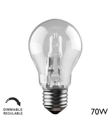 ECO 70W E27 standard halogen bulb, clear, low consumption and dimmable