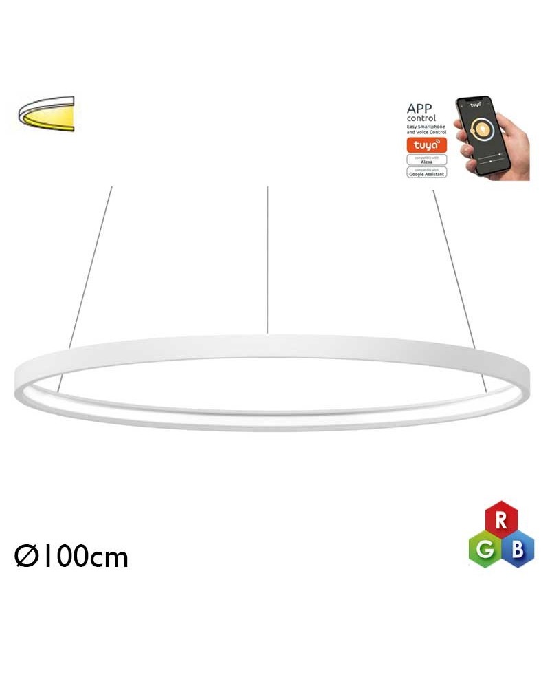 Lámpara de techo de 100cm LED 63W de aluminio RGB-W driver Tuya