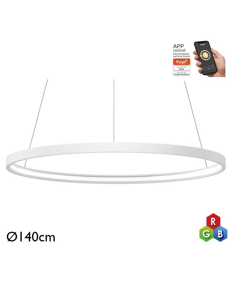 Ceiling lamp LED 96W 140cm aluminum RGB-W Tuya driver
