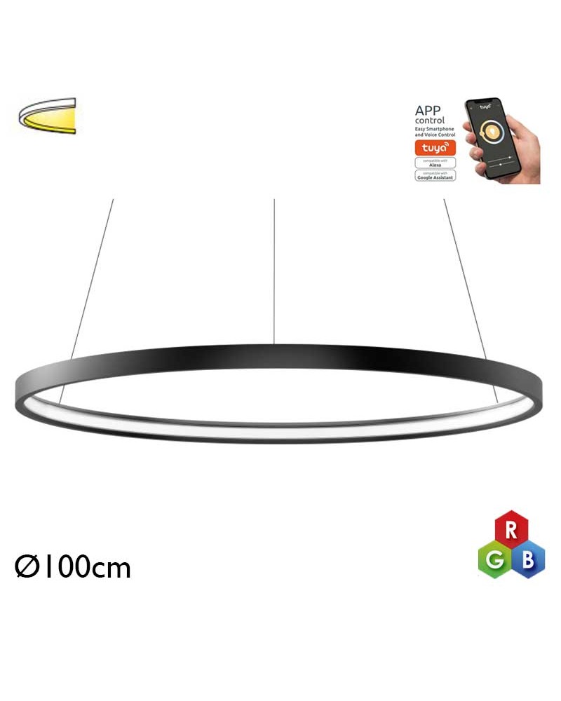 Ceiling lamp LED 63W 100cm aluminum RGB-W Tuya driver