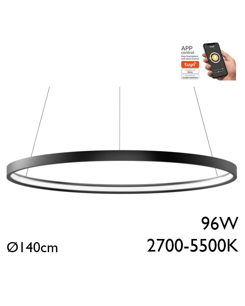 Lámpara de techo de 140cm LED 96W de aluminio Graduable 2700K-5500K driver Tuya