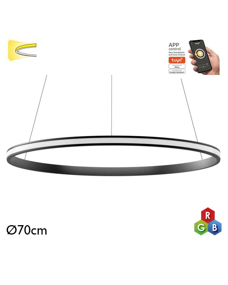 Lámpara de techo de 70cm LED 44W de aluminio RGB-W driver Tuya