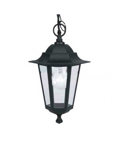 Large classic black outdoor E27 aluminum and glass lantern ceiling lamp