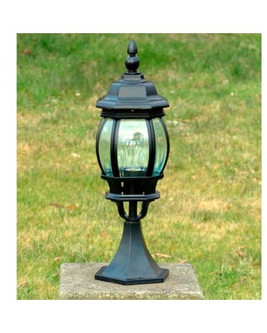 IP44 E27 black aluminum beacon wall mount with curved glass diffuser