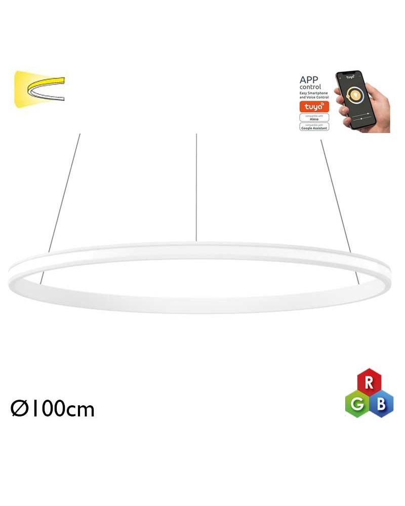 Lámpara de techo de 100cm LED 63W de aluminio RGB-W driver Tuya