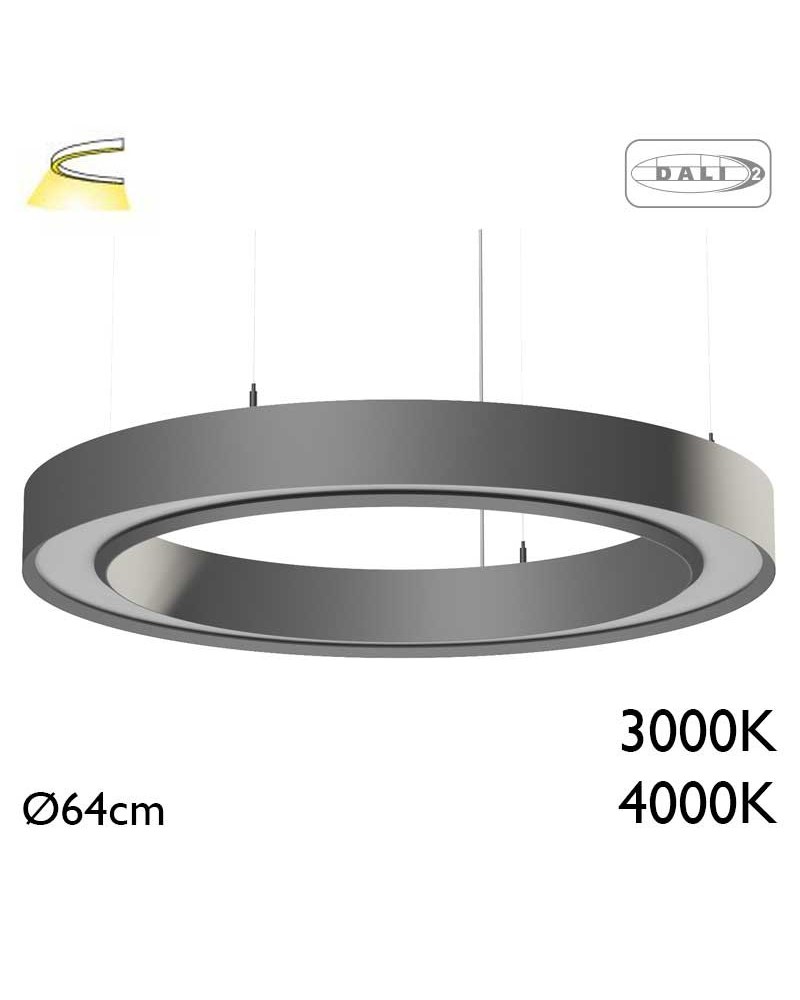 Ceiling lamp LED 78W 64cm aluminum black finish Dali driver