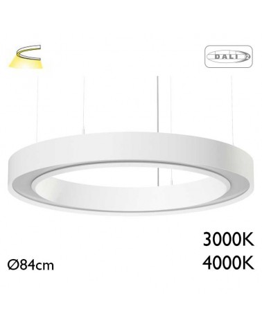 Ceiling lamp LED 105W 84cm aluminum white finish Dali driver