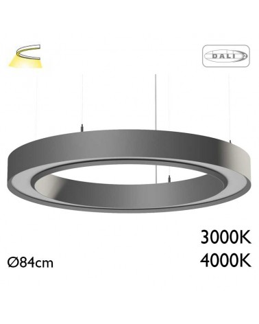 Ceiling lamp LED 105W 84cm aluminum black finish Dali driver