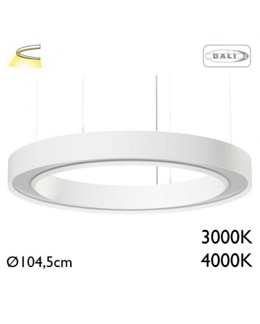 Ceiling lamp LED 131W 104.5cm aluminum with white finish Dali driver