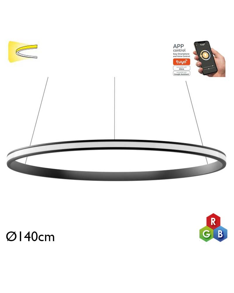 Ceiling lamp LED 96W 140cm aluminum RGB-W Tuya driver