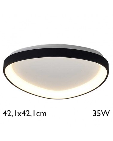 LED ceiling light 42.1x42.1cm black finish 35W warm light 3000K