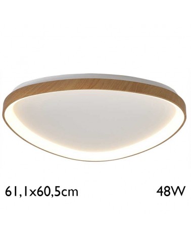 LED ceiling light 61.1x60.5cm wood finish 48W warm light 3000K