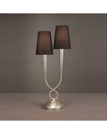 Table lamp 56cm with 2 lampshades black and silver finish 2xE14