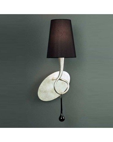 Wall light 38cm with black and silver finish lampshade E14