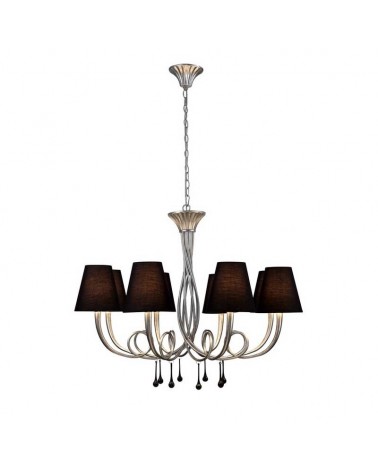 Ceiling lamp 95cm with 8 lampshades black and silver finish 8xE14
