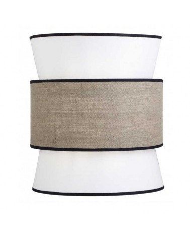 Wall light 35cm metal and fabric with white and brown finish 2xE27