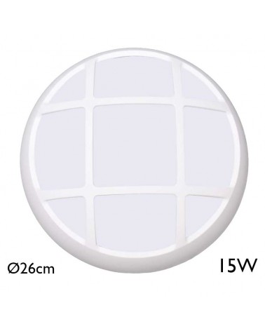 Aplique y plafón de exteriores 26cm redondo LED 15W IP54 120º para pared o techo