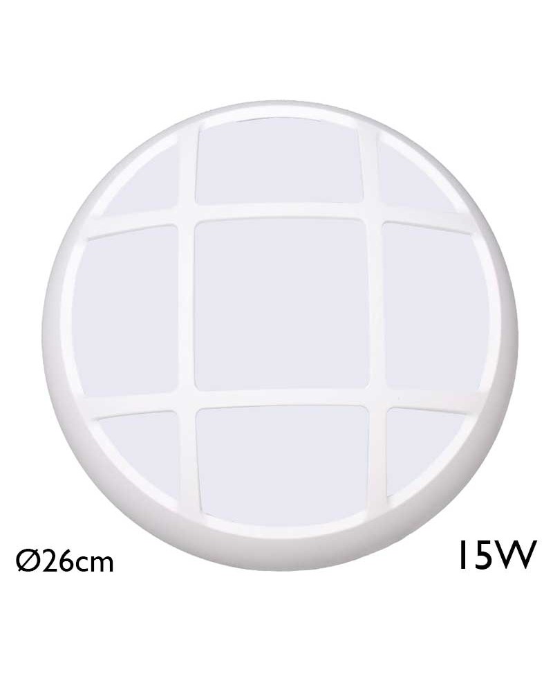 Aplique y plafón de exteriores 26cm redondo LED 15W IP54 120º para pared o techo