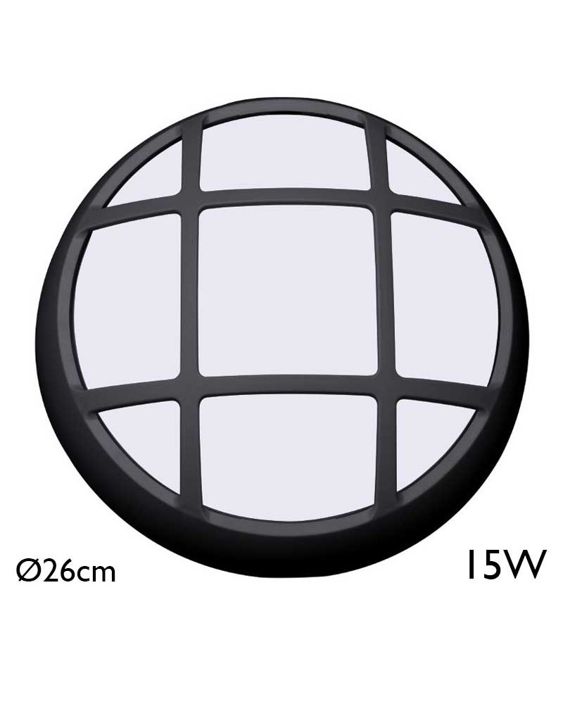 Aplique y plafón de exteriores 26cm redondo LED 15W IP54 120º para pared o techo